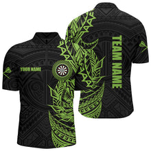 Load image into Gallery viewer, Personalized Green Tribal Darts Polo &amp; Quarter Zip Custom Dart Shirts For Men Dart Jerseys TDM3265