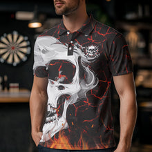 Load image into Gallery viewer, Personalized Red Fiery Crack Skull Dart Shirts Custom Scary Dart Shirts For Men Dart Jerseys TDM3267