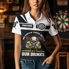 Load image into Gallery viewer, We Throw Darts Better Skull Beer Funny Darts Shirts For Women Custom Drinking Darts Team Jerseys TDM3458