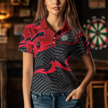 Load image into Gallery viewer, Personalized Black And Red Darts Polo &amp; Quarter Zip Custom Dart Shirts For Women Darts Team Jerseys TDM3459