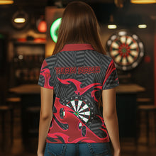 Load image into Gallery viewer, Personalized Black And Red Darts Polo &amp; Quarter Zip Custom Dart Shirts For Women Darts Team Jerseys TDM3459