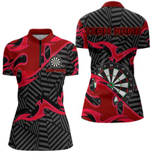 Load image into Gallery viewer, Personalized Black And Red Darts Polo &amp; Quarter Zip Custom Dart Shirts For Women Darts Team Jerseys TDM3459