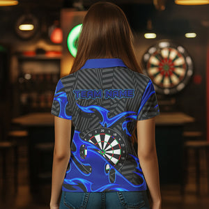 Personalized Black And Blue Darts Polo & Quarter Zip Custom Dart Shirts For Women Darts Team Jerseys TDM3460