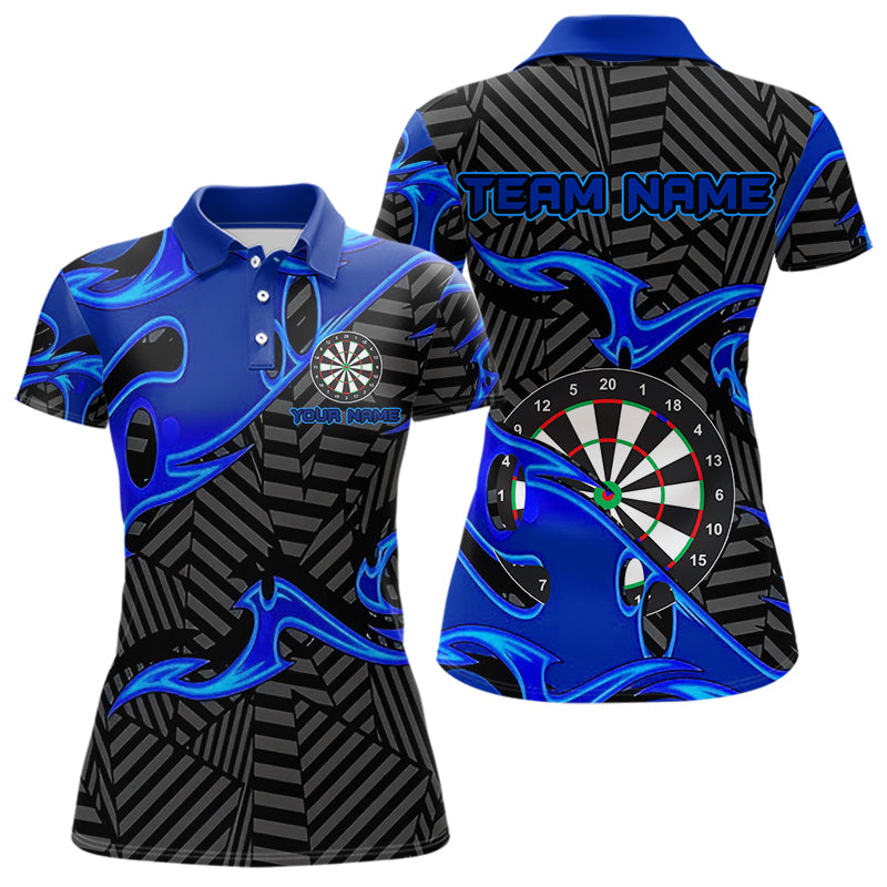 Personalized Black And Blue Darts Polo & Quarter Zip Custom Dart Shirts For Women Darts Team Jerseys TDM3460