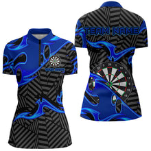 Load image into Gallery viewer, Personalized Black And Blue Darts Polo &amp; Quarter Zip Custom Dart Shirts For Women Darts Team Jerseys TDM3460