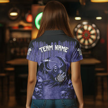 Load image into Gallery viewer, Custom Purple Gothic Skull Darts Shirts For Women, Personalized Cool Darts Team Jerseys Outfit TDM3463