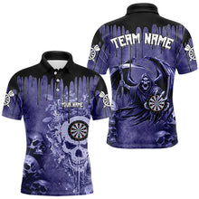 Load image into Gallery viewer, Custom Purple Gothic Skull Darts Shirts For Men, Personalized Cool Darts Team Jerseys Outfit TDM3463