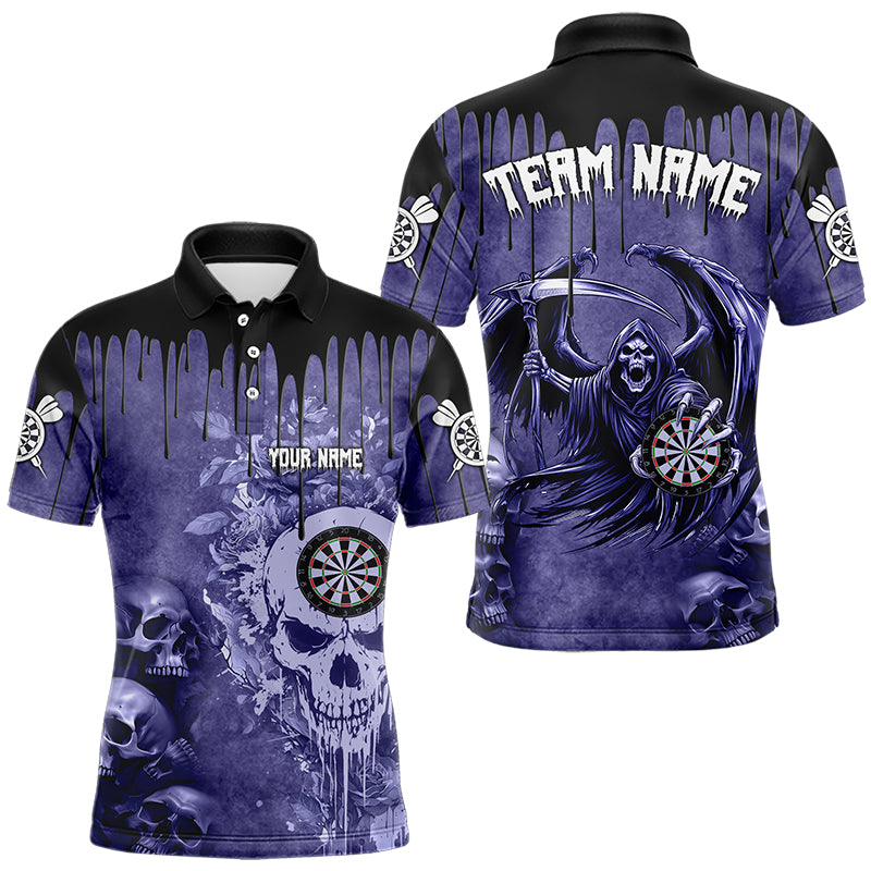 Custom Purple Gothic Skull Darts Shirts For Men, Personalized Cool Darts Team Jerseys Outfit TDM3463