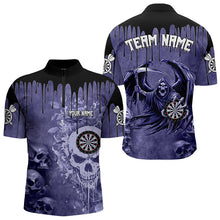 Load image into Gallery viewer, Custom Purple Gothic Skull Darts Shirts For Men, Personalized Cool Darts Team Jerseys Outfit TDM3463