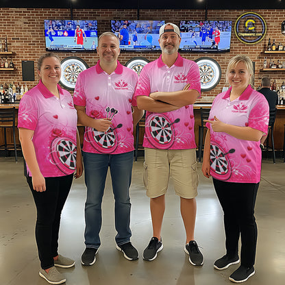 Personalized Pink Roses Darts Jersey For Men Custom Valentine Darts Shirts, Best Darts Gifts TDM5767
