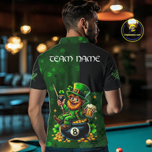 Load image into Gallery viewer, Custom St Patrick Day Leprechaun 8 Ball Billiard Shirt For Men, Shamrock Luckiest Pool Team Jersey TDM5768