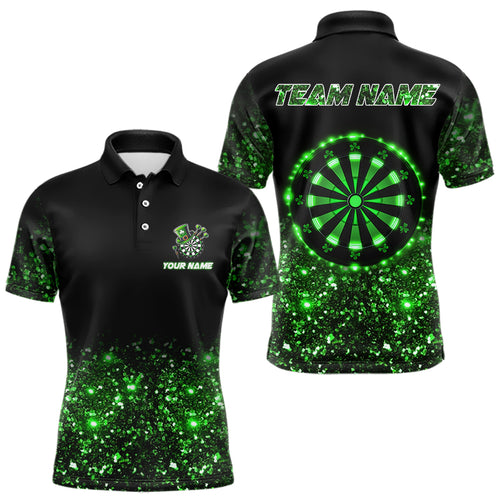 Custom Green Glowing Dartboard St Patrick Day Dart Shirts For Men, Luckiest Shamrock Dart Jerseys TDM3612