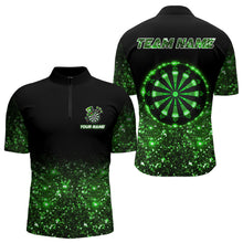 Load image into Gallery viewer, Custom Green Glowing Dartboard St Patrick Day Dart Shirts For Men, Luckiest Shamrock Dart Jerseys TDM3612