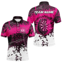 Load image into Gallery viewer, Personalized Pink Dartboard Fire Grunge Dart Shirts For Men Custom Darts Jerseys Polo &amp; 1/4 Zip TDM3767