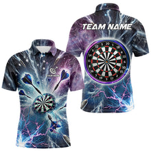 Load image into Gallery viewer, Blue And Purple Galaxy Thunder Lightning Dart Shirts For Men Custom Dart Jerseys Polo &amp; 1/4 Zip TDM3768