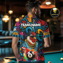 Load image into Gallery viewer, Funny Rooster Colorful Graffiti 8 Ball Billiard Shirt For Men Custom Pool Jersey Polo &amp; 1/4 Zip TDM6368