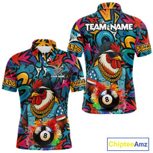 Load image into Gallery viewer, Funny Rooster Colorful Graffiti 8 Ball Billiard Shirt For Men Custom Pool Jersey Polo &amp; 1/4 Zip TDM6368