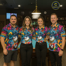 Load image into Gallery viewer, Funny Shark Colorful Graffiti 8 Ball Billiard Shirt For Men Custom Pool Jersey Polo &amp; 1/4 Zip TDM6369