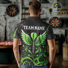 Load image into Gallery viewer, Black Green Custom Wings Darts Shirts For Men, Darts Jersey Pocket Option TDM4041