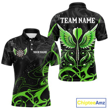 Load image into Gallery viewer, Black Green Custom Wings Darts Shirts For Men, Darts Jersey Pocket Option TDM4041