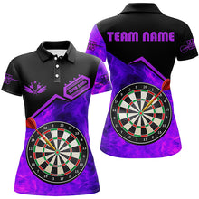 Load image into Gallery viewer, Personalized Darts Fire Flame 3D Printed Women Darts Shirts Custom Darts Board Jerseys Attire |Purple TDM1861