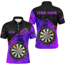 Load image into Gallery viewer, Personalized Darts Fire Flame 3D Printed Men Darts Shirts Custom Darts Board Jerseys Attire |Purple TDM1861