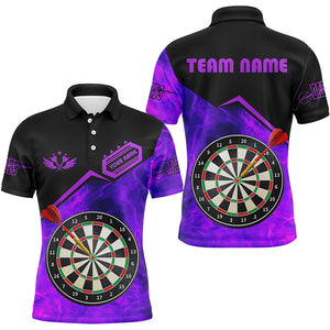 Personalized Darts Fire Flame 3D Printed Men Darts Shirts Custom Darts Board Jerseys Attire |Purple TDM1861