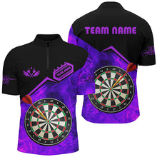 Load image into Gallery viewer, Personalized Darts Fire Flame 3D Printed Men Darts Shirts Custom Darts Board Jerseys Attire |Purple TDM1861