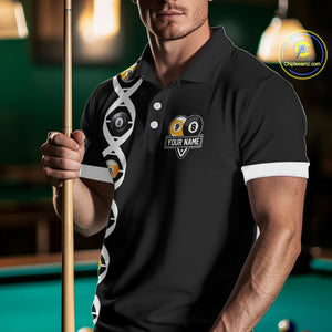 DNA Billiard 8 Ball & 9 Ball Shirts For Men Custom Funny Pool Jerseys Team Polo & 1/4 Zip |White TDM4392