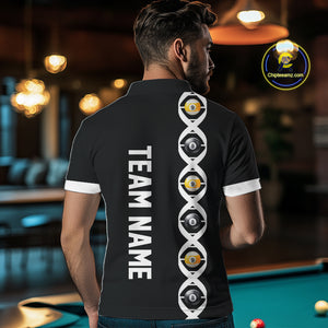 DNA Billiard 8 Ball & 9 Ball Shirts For Men Custom Funny Pool Jerseys Team Polo & 1/4 Zip |White TDM4392