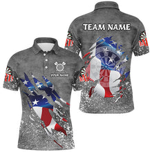 Load image into Gallery viewer, Personalized Grey Grunge American Flag Darts Shirts For Men Custom Patriotic Darts Team Jerseys TDM2282
