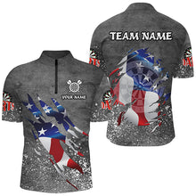 Load image into Gallery viewer, Personalized Grey Grunge American Flag Darts Shirts For Men Custom Patriotic Darts Team Jerseys TDM2282