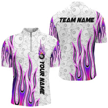 Load image into Gallery viewer, Fire Flame Purple 8 Ball Pattern Custom Billiard Shirts For Men, Best 8 Ball Pool Jerseys Apparel TDM2287