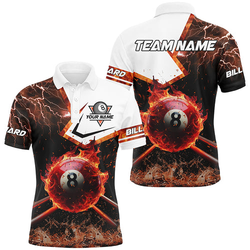 8 Ball Pool Burning With Fire Flame Custom 3D Billiard Shirts For Men, Billiard Jerseys Gifts TDM2289