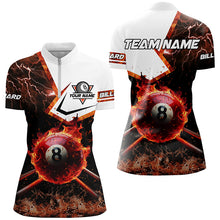 Load image into Gallery viewer, 8 Ball Pool Burning With Fire Flame Custom 3D Billiard Shirts For Women, Billiard Jerseys Gifts TDM2289