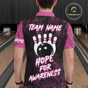 Strike For Change Pink Ribbon Custom Bowling Shirt For Men, Breast Cancer Awareness Bowling Jersey TDM4635