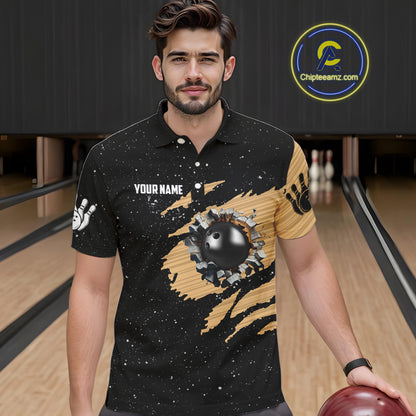 Custom Grunge American Flag Bowling Shirt For Men, Patriotic Bowling Team Jersey Polo & 1/4 Zip TDM4631