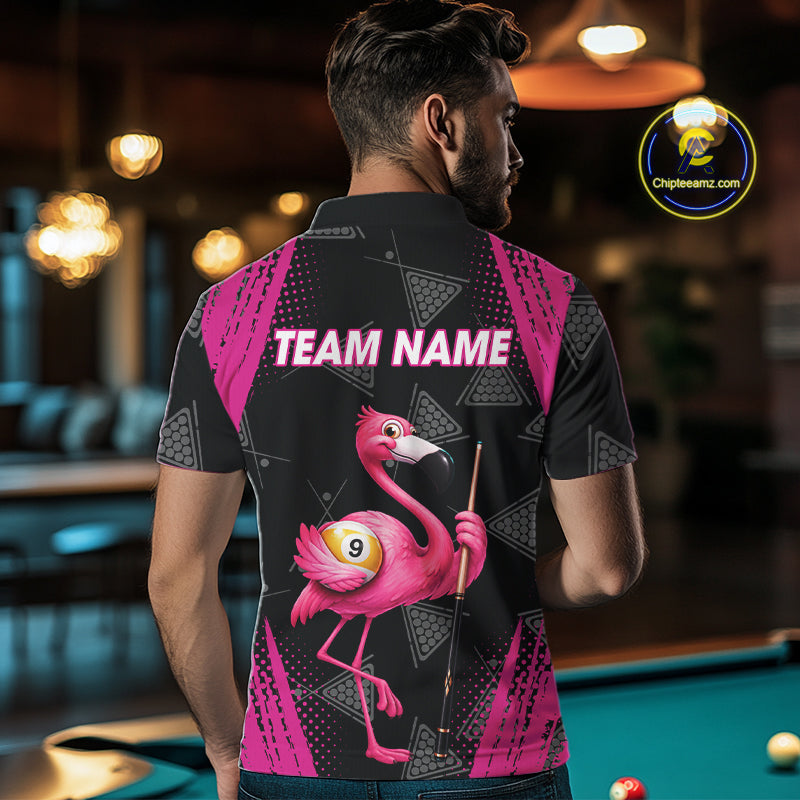 Funny Pink Flamingo 8 Ball & 9 Ball Billiard Pool Shirts For Men Custom Billiard Team Jersey TDM7587