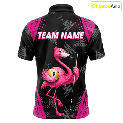 Funny Pink Flamingo 8 Ball & 9 Ball Billiard Pool Shirts For Men Custom Billiard Team Jersey TDM7587