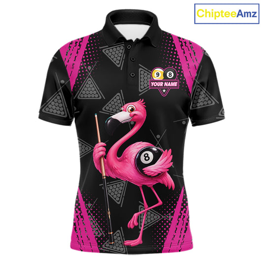 Funny Pink Flamingo 8 Ball & 9 Ball Billiard Pool Shirts For Men Custom Billiard Team Jersey TDM7587
