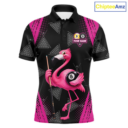 Funny Pink Flamingo 8 Ball & 9 Ball Billiard Pool Shirts For Men Custom Billiard Team Jersey TDM7587