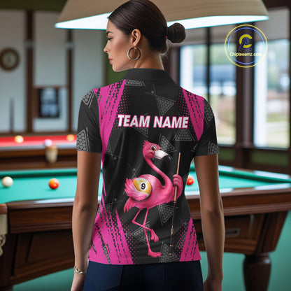 Funny Pink Flamingo 8 Ball & 9 Ball Billiard Pool Shirts For Women Custom Billiard Team Jersey TDM7587