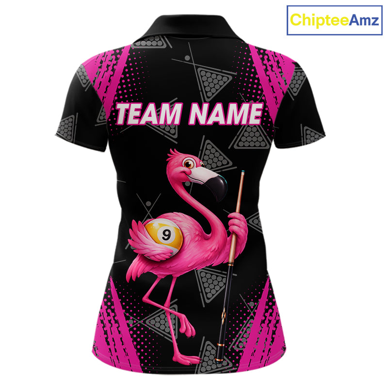 Funny Pink Flamingo 8 Ball & 9 Ball Billiard Pool Shirts For Women Custom Billiard Team Jersey TDM7587