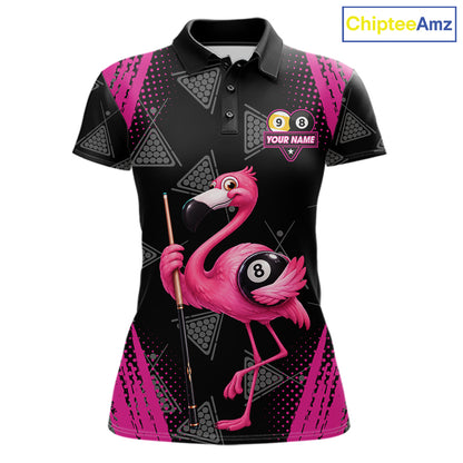 Funny Pink Flamingo 8 Ball & 9 Ball Billiard Pool Shirts For Women Custom Billiard Team Jersey TDM7587