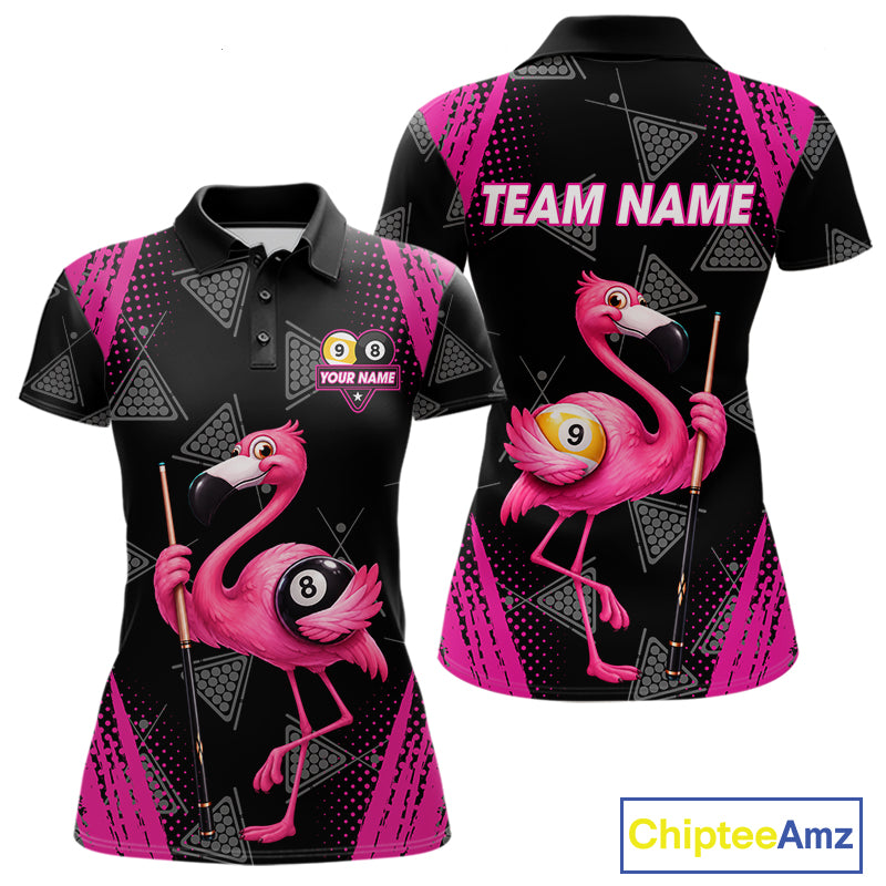 Funny Pink Flamingo 8 Ball & 9 Ball Billiard Pool Shirts For Women Custom Billiard Team Jersey TDM7587