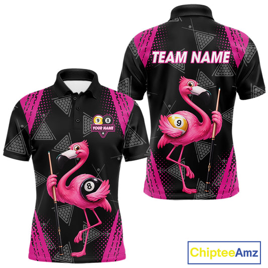 Funny Pink Flamingo 8 Ball & 9 Ball Billiard Pool Shirts For Men Custom Billiard Team Jersey TDM7587