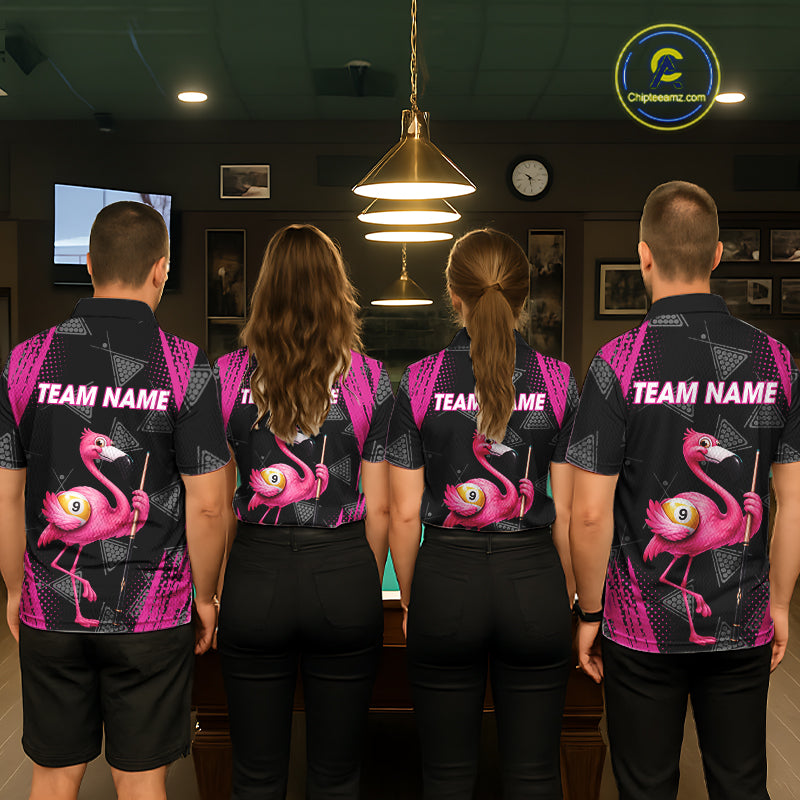 Funny Pink Flamingo 8 Ball & 9 Ball Billiard Pool Shirts For Men Custom Billiard Team Jersey TDM7587