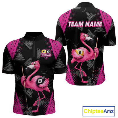 Funny Pink Flamingo 8 Ball & 9 Ball Billiard Pool Shirts For Men Custom Billiard Team Jersey TDM7587