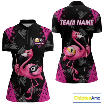 Funny Pink Flamingo 8 Ball & 9 Ball Billiard Pool Shirts For Women Custom Billiard Team Jersey TDM7587