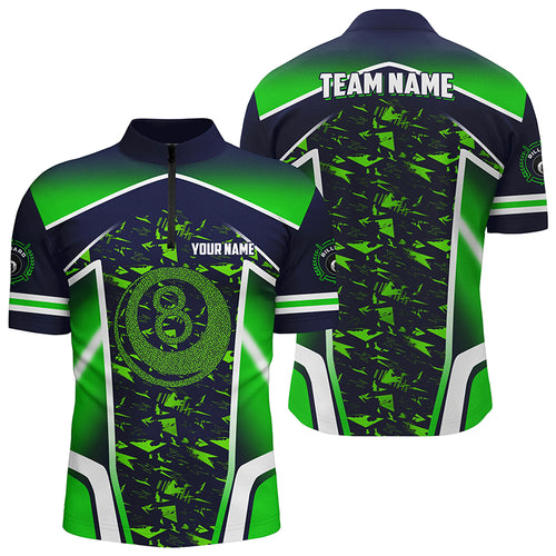 Customized 8 Ball Billiard Abstract Green 3D Men Quarter-Zip Shirts Best Billiard Uniform TDM0399